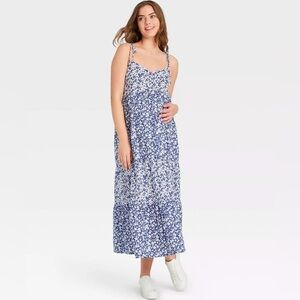 The Nines by HATCH Blue and White Floral Maxi Dress